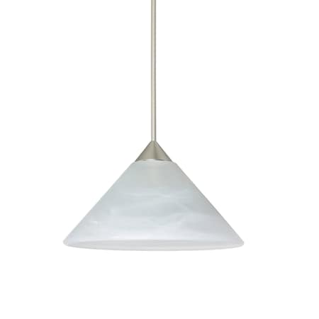 Besa Lighting Kona Cord Pendant, Marble, Satin Nickel Finish, 1x50W Halogen 1XT-117652-SN
